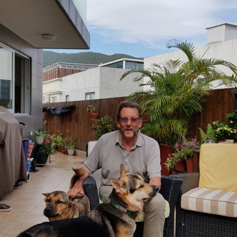 Jim with the dogs